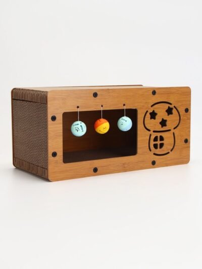 Caja rascadora | con pelotas colgantes